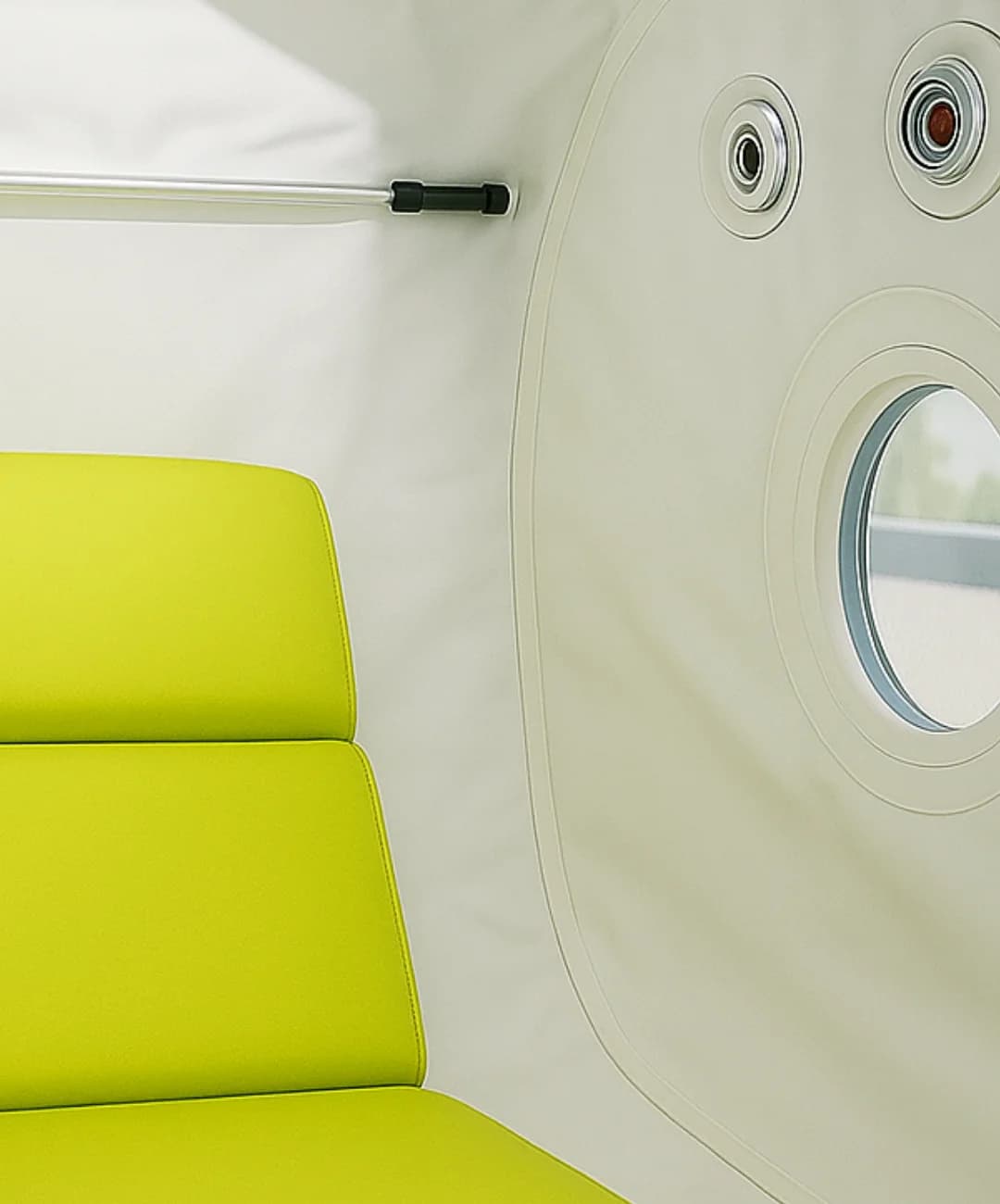 Interior angle of the Flex 1700 showing the spacious cabin and pressure fittings